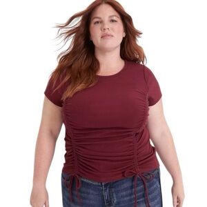 Lane Bryant Ribbed Top W/ Ruched sides Size 14/16